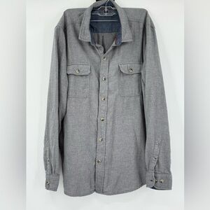Woolrich Men’s Solid‎ Grey Flannel Long Sleeve Button Down Shirt XXL